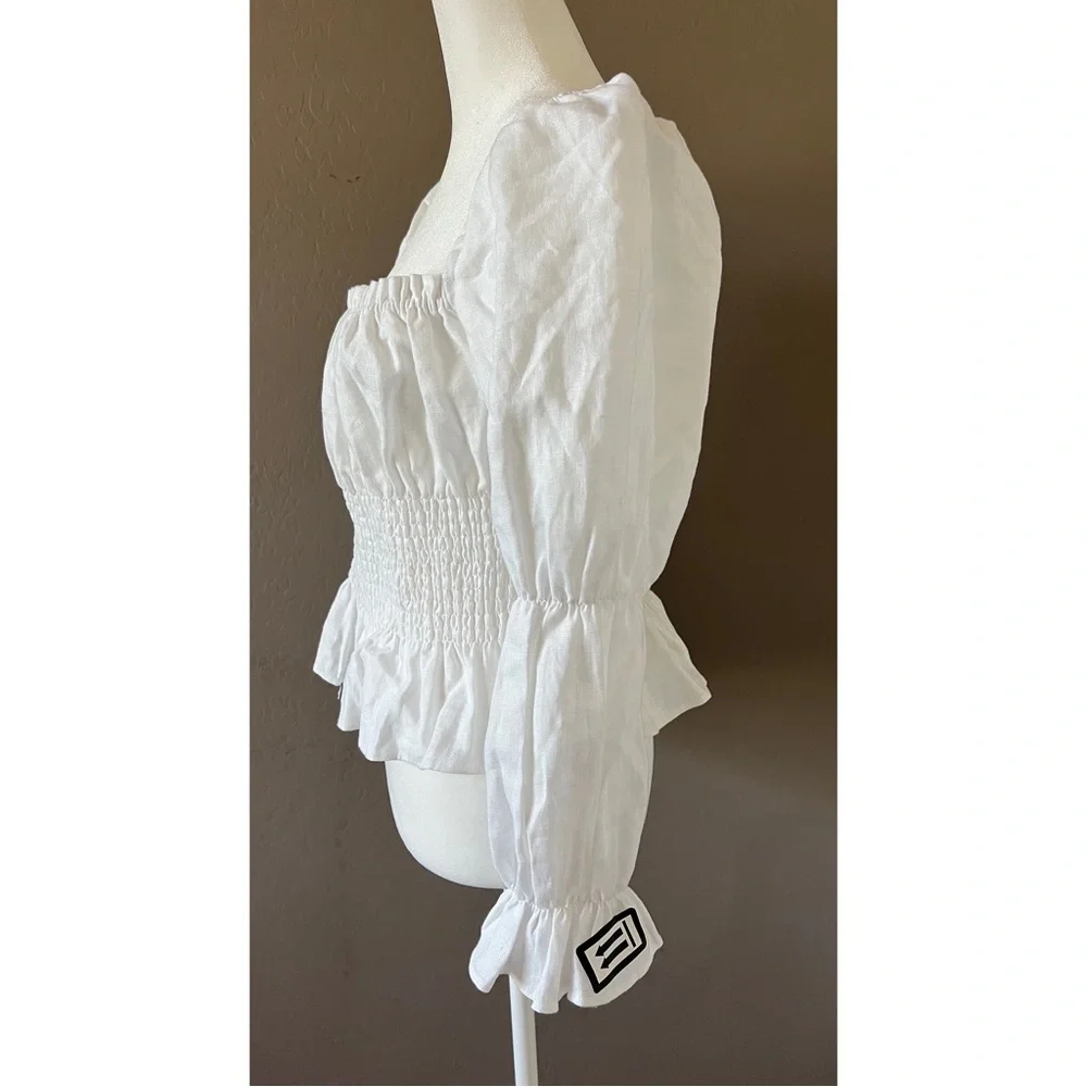 +Reformation Oak Grove white linen top size  M square neck